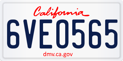 CA license plate 6VEO565