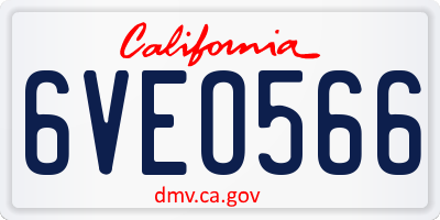 CA license plate 6VEO566