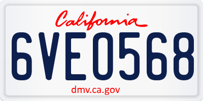 CA license plate 6VEO568