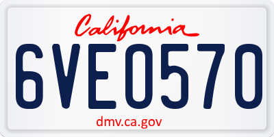 CA license plate 6VEO570