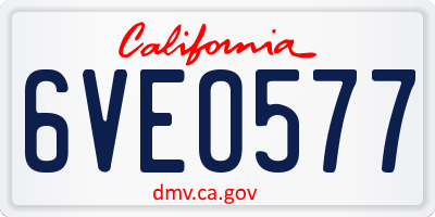 CA license plate 6VEO577