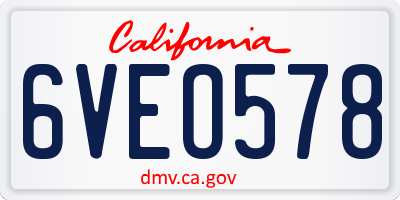 CA license plate 6VEO578