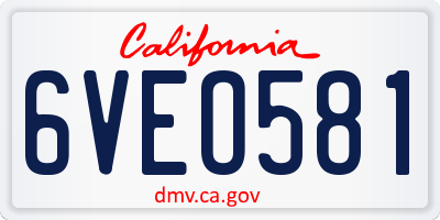 CA license plate 6VEO581
