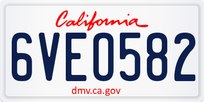CA license plate 6VEO582