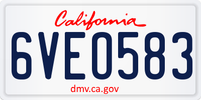 CA license plate 6VEO583