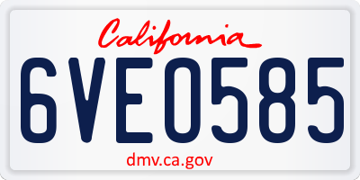 CA license plate 6VEO585