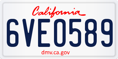 CA license plate 6VEO589