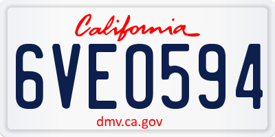 CA license plate 6VEO594