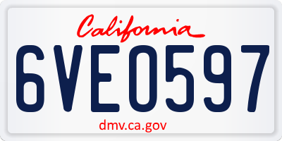 CA license plate 6VEO597