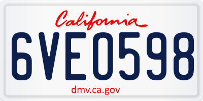 CA license plate 6VEO598