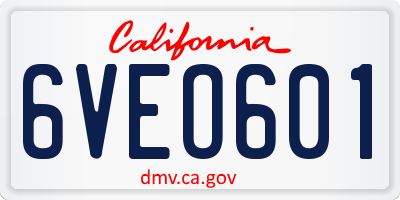 CA license plate 6VEO601