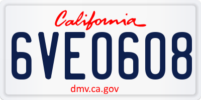 CA license plate 6VEO608