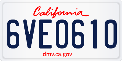 CA license plate 6VEO610