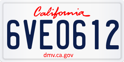 CA license plate 6VEO612