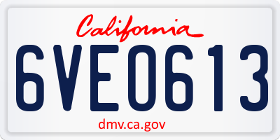 CA license plate 6VEO613