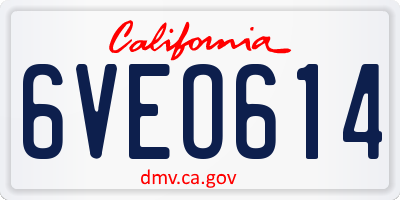 CA license plate 6VEO614