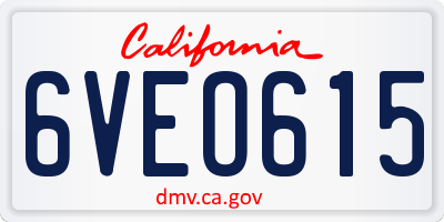 CA license plate 6VEO615