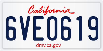 CA license plate 6VEO619