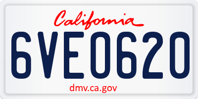 CA license plate 6VEO620