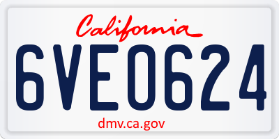 CA license plate 6VEO624