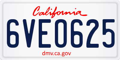 CA license plate 6VEO625