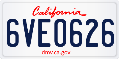 CA license plate 6VEO626