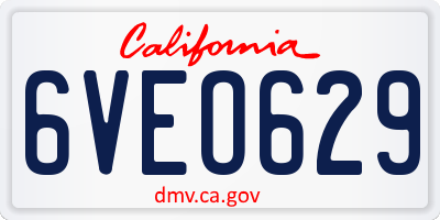 CA license plate 6VEO629