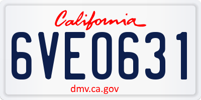 CA license plate 6VEO631