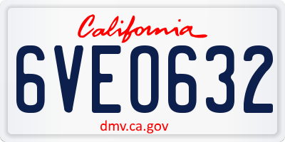 CA license plate 6VEO632