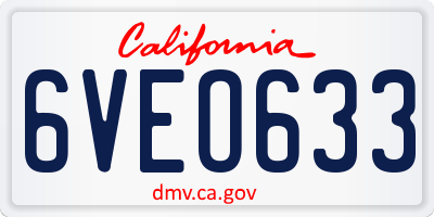 CA license plate 6VEO633