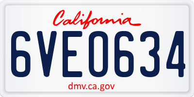 CA license plate 6VEO634