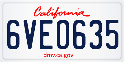 CA license plate 6VEO635