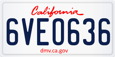 CA license plate 6VEO636