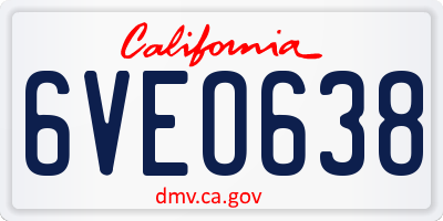 CA license plate 6VEO638
