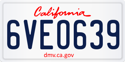 CA license plate 6VEO639