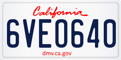 CA license plate 6VEO640