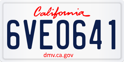 CA license plate 6VEO641