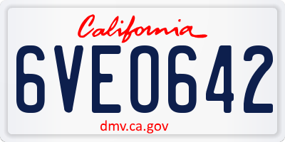 CA license plate 6VEO642