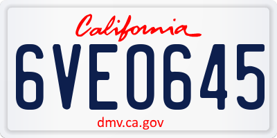 CA license plate 6VEO645