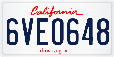 CA license plate 6VEO648