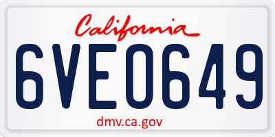 CA license plate 6VEO649