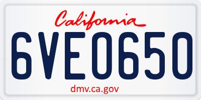 CA license plate 6VEO650
