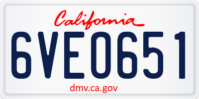 CA license plate 6VEO651