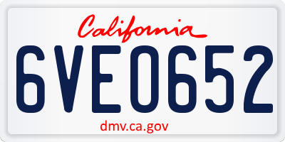CA license plate 6VEO652