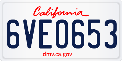 CA license plate 6VEO653