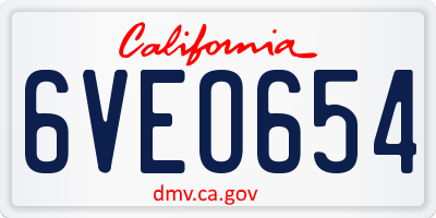 CA license plate 6VEO654