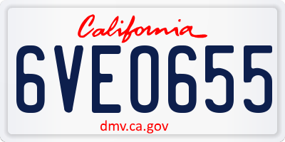 CA license plate 6VEO655
