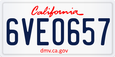 CA license plate 6VEO657