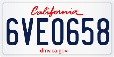 CA license plate 6VEO658