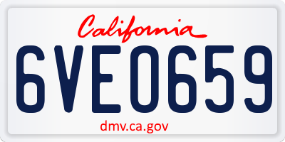 CA license plate 6VEO659